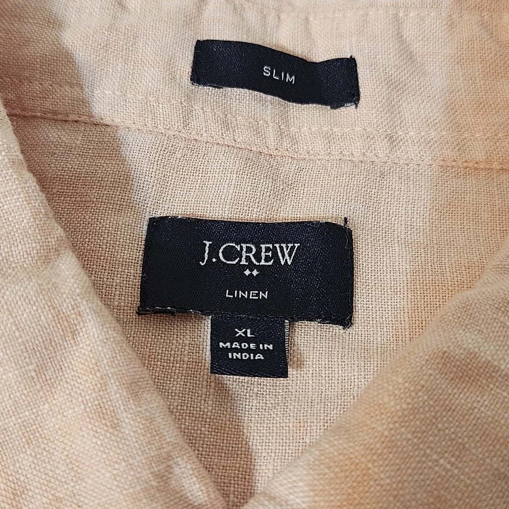 J. Crew Linen Shirt Mens XL Salmon Orange Button Down Long‎ Sleeve Lightweight